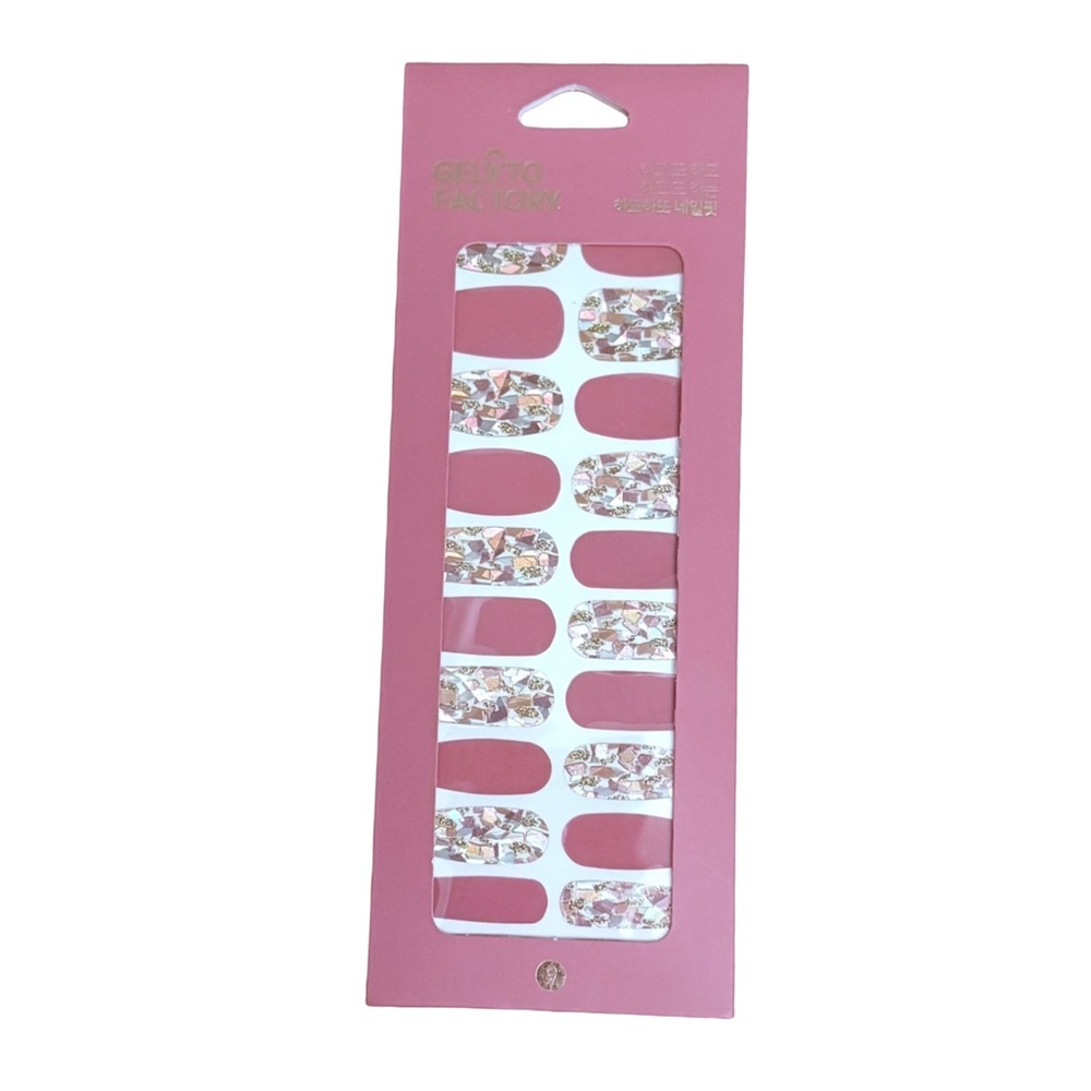 Gelato Factory nail wrap pink and campaign gold